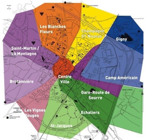 Plan des quartiers de Beaune (C) Ville de Beaune